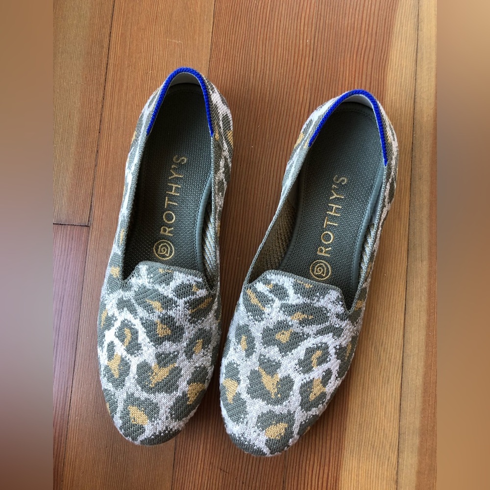 Rothy’s Loafers in olive animal print